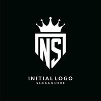 brief NS logo monogram embleem stijl met kroon vorm ontwerp sjabloon vector