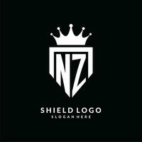 brief nz logo monogram embleem stijl met kroon vorm ontwerp sjabloon vector