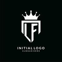 brief lf logo monogram embleem stijl met kroon vorm ontwerp sjabloon vector