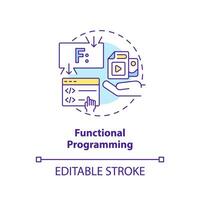 functioneel programmering concept icoon. codering paradigma type abstract idee dun lijn illustratie. combineren functie belt. geïsoleerd schets tekening. bewerkbare beroerte vector