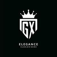 brief gx logo monogram embleem stijl met kroon vorm ontwerp sjabloon vector