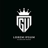 brief gu logo monogram embleem stijl met kroon vorm ontwerp sjabloon vector