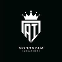 brief ai logo monogram embleem stijl met kroon vorm ontwerp sjabloon vector