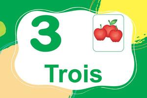 Frans getallen kleurrijk tellen fruit 3 vector