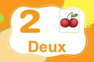 Frans getallen kleurrijk tellen fruit 2 vector