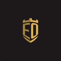 initialen eo logo monogram met schild stijl ontwerp vector