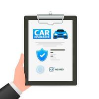 vlak infografisch. auto verzekering icoon Aan blauw achtergrond. vlak isometrische vector illustratie