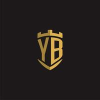 initialen yb logo monogram met schild stijl ontwerp vector