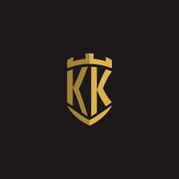 initialen kk logo monogram met schild stijl ontwerp vector