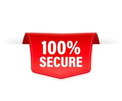icoon met rood 100 beveiligen lint voor concept ontwerp. bedrijf concept. gegevens bescherming. vector