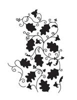 wijnstokken en bloem zwart en wit vector patroon borduurwerk