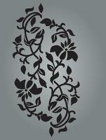 wijnstokken en bloem zwart en wit vector patroon borduurwerk