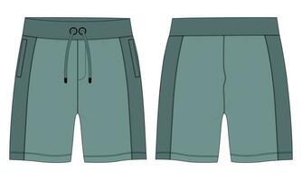 fleece kleding stof jogger zweet shorts broek vector illustratie sjabloon voorkant, terug keer bekeken