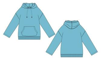 lange mouw hoodie vector illustratie sjabloon voor- en achterkant weergaven