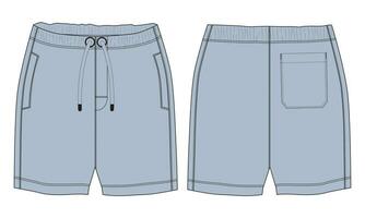 fleece kleding stof jogger zweet shorts broek vector illustratie sjabloon voorkant, terug keer bekeken