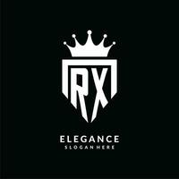 brief rx logo monogram embleem stijl met kroon vorm ontwerp sjabloon vector