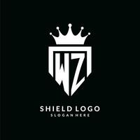 brief wz logo monogram embleem stijl met kroon vorm ontwerp sjabloon vector