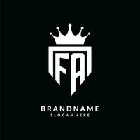 brief fa logo monogram embleem stijl met kroon vorm ontwerp sjabloon vector