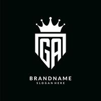 brief ga logo monogram embleem stijl met kroon vorm ontwerp sjabloon vector