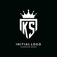 brief ks logo monogram embleem stijl met kroon vorm ontwerp sjabloon vector