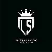 brief ls logo monogram embleem stijl met kroon vorm ontwerp sjabloon vector