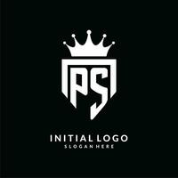 brief ps logo monogram embleem stijl met kroon vorm ontwerp sjabloon vector