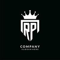 brief rp logo monogram embleem stijl met kroon vorm ontwerp sjabloon vector