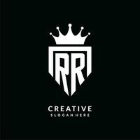 brief rr logo monogram embleem stijl met kroon vorm ontwerp sjabloon vector