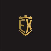 initialen ex logo monogram met schild stijl ontwerp vector