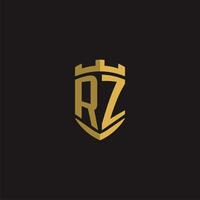 initialen rz logo monogram met schild stijl ontwerp vector