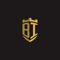 initialen bi logo monogram met schild stijl ontwerp vector