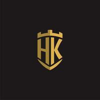 initialen hk logo monogram met schild stijl ontwerp vector