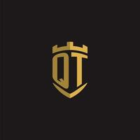 initialen qt logo monogram met schild stijl ontwerp vector