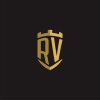 initialen rv logo monogram met schild stijl ontwerp vector