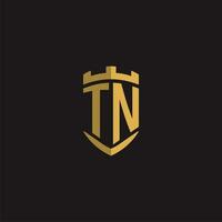 initialen tn logo monogram met schild stijl ontwerp vector