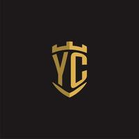 initialen yc logo monogram met schild stijl ontwerp vector