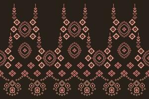 etnisch meetkundig kleding stof patroon kruis steek.ikat borduurwerk etnisch oosters pixel patroon bruin achtergrond. abstract,vector,illustratie. textuur,kleding,lijst,decoratie,motieven,zijde behang. vector
