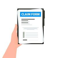 beweren het formulier document. verzekering toepassing het formulier. ongeluk snd verzekering vector