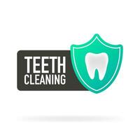 tandheelkundig tanden schoonmaak beschermen. vlak ontwerp. vector etiket illustratie.