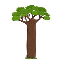 cartoon schattig vector overzicht Madagaskar baobab groen bruin Afrikaanse boom. doodle enkele geïsoleerde hand getekende illustratie op witte achtergrond