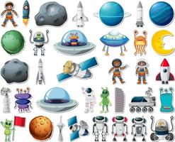 set stickers met geïsoleerde objecten van het zonnestelsel vector