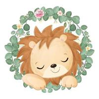 schattige babyleeuw in aquarelillustratie vector