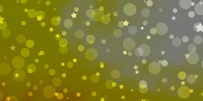 lichtrood, geel vectorpatroon met cirkels, sterren. kleurrijke schijven, sterren op eenvoudige gradiëntachtergrond. ontwerp voor textiel, stof, behang. vector