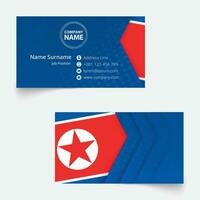 noorden Korea vlag bedrijf kaart, standaard- grootte 90x50 mm bedrijf kaart sjabloon. vector