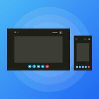 twee video telefoontje ramen voor verschillend scherm maten. vector illustratie.
