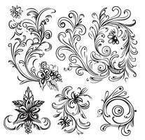 bloemen decoratief elementen hand- getrokken schetsen in tekening stijl vector illustratie