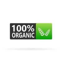 100 procent biologisch label. groen eco kenteken. sticker. vector illustratie.