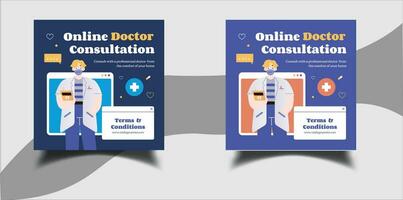 online dokter overleg sociaal media post ontwerp vector