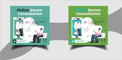 online dokter overleg sociaal media post ontwerp vector