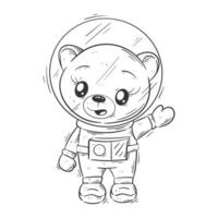 schattig leeuwin vervelend astronaut pak voor kleur vector